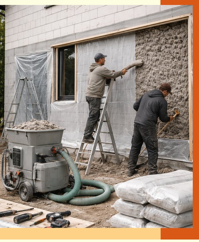 Утепление дома из газобетона эковатой в Твери от 4892 руб./м2 | ТепломастерТвр